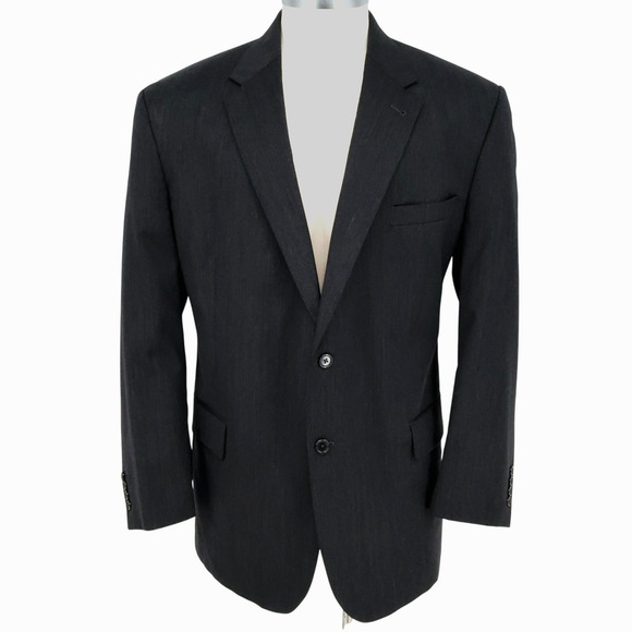 Jos A Bank Sport Coat Mens 48R Signature Charcoal Gray Wool Jacket Lined Career